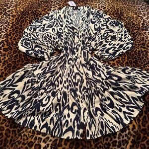 Rachel Zoe navy blue/cream abstract print dress